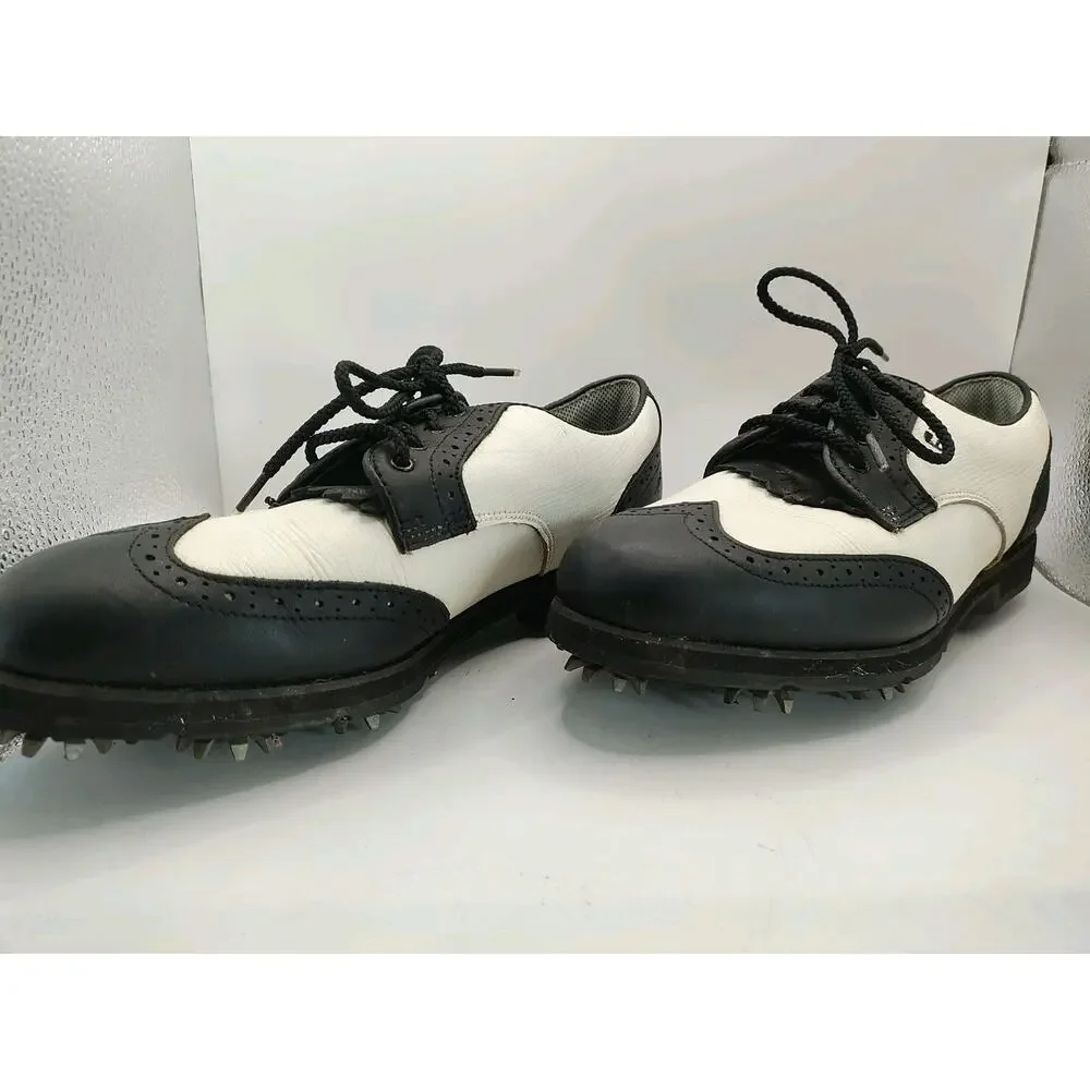 FootJoy SoftJoys Terrains Black White Golf Shoes 98347 Women's Sz 7.5 M